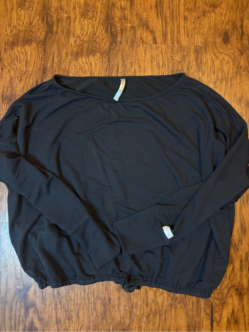Fabletics Black Boatneck Long Sleeve Top